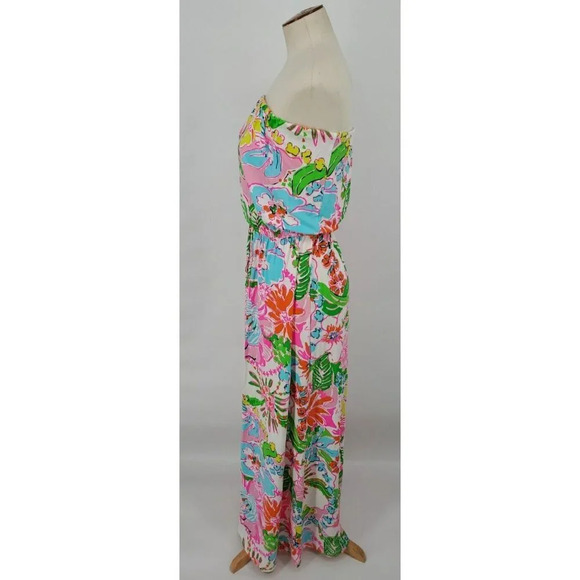 NWT Lilly Pulitzer Target Maxi Dress Size Small Nosey Posey Strapless White Pink - Picture 4 of 11